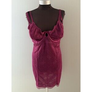 Torrid Curve Chemise Size 2 Boysenberry Lace Strappy Semi Sheer Dbl Strap New
